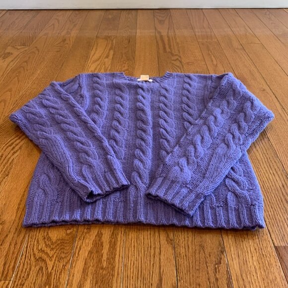 Brooks Brothers Cable Knit Shetland Wool Vintage Sweater Size Medium Purple - Picture 2 of 16